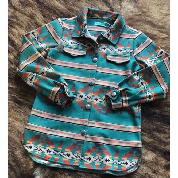 Sunshine And Rodeos Aztec Print Shacket Size M